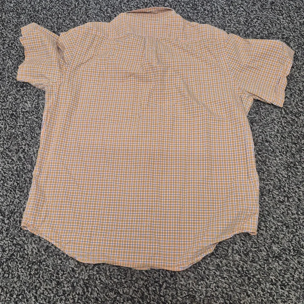Polo Ralph Lauren Mens XL Short Sleeve Button Down Shirt‎ Orange Plaid Cotton